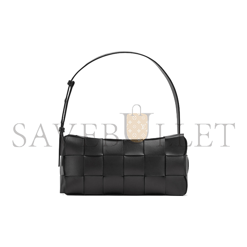 BOTTEGA VENETA BRICK CASSETTE 18-CHECK GOLD-FINISH INTRECCIO ZIPPER LEATHER 709360VMAY18425 (28*14*10cm)